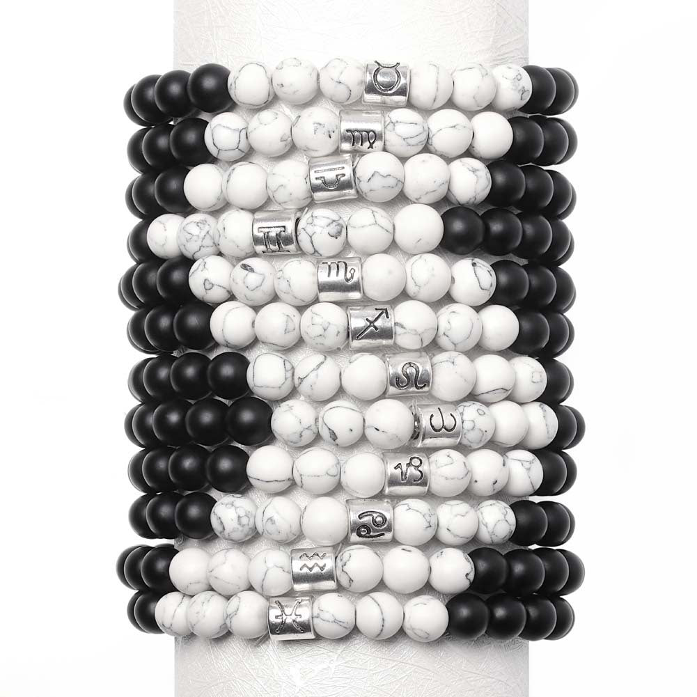 Black Agate White Turquoise Couple Bracelets
