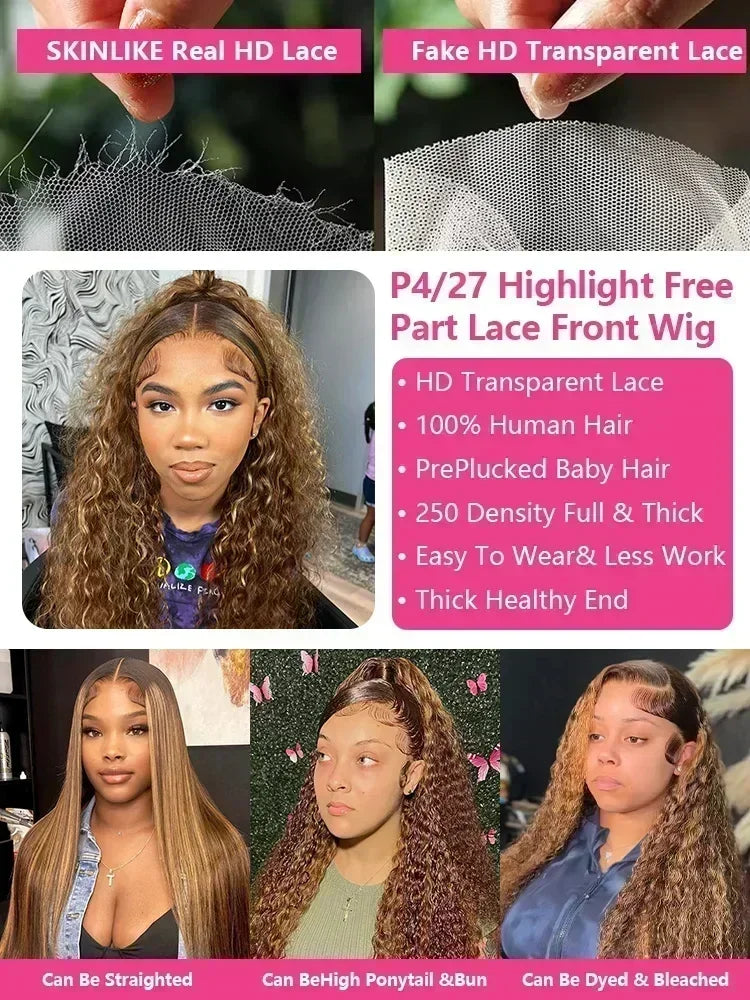 Deep Wave HD Lace Front Human Hair Wigs